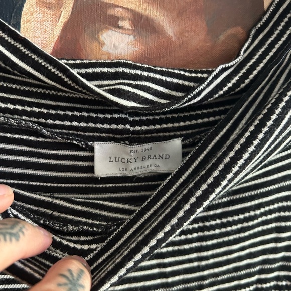 Lucky Brand Black and White Striped Top XS - Picture 2 of 14
